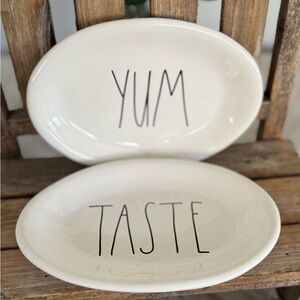 Rae Dunn TASTE and YUM snack trays 8x5 1/2